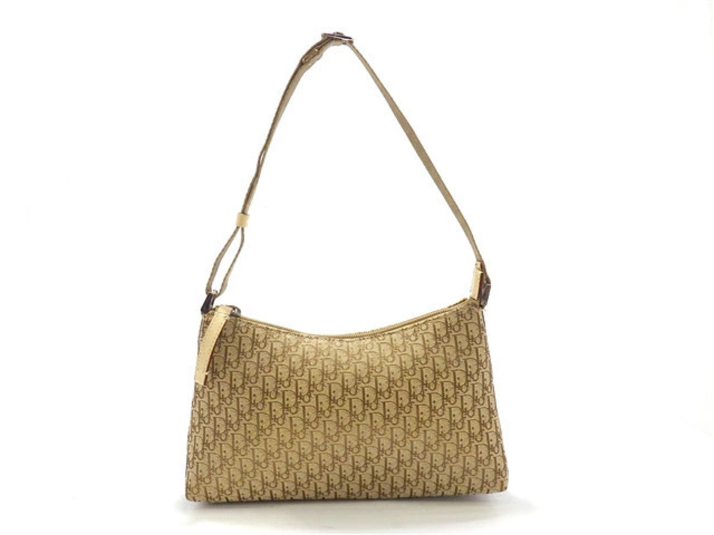 Christian Dior Shoulder Bag Accessory Pouch Clutch Trotter Canvas Beige Cream